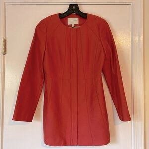 Banana Republic petite XS cotton/silk blend collarless zip blazer